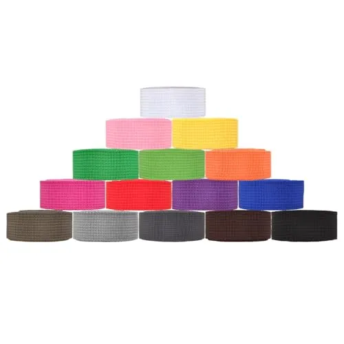 WANDIC Gurtband, 15 Rollen, schweres Polypropylen-Gurtband für Outdoor, Uhrenarmband, Rucksack, Gepäck, Cargo-Gurt & Bastelprojekte