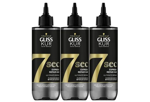 Gliss Kur Haarspülung 3 x Schwarzkopf Gliss Kur 7 Sec Express Kur Ultimate Repair je 200ml H