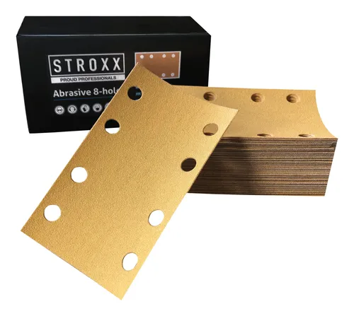 Stroxx Schleifstreifen Abrasive, 81 x 133 mm, 8-fach gelocht, K100, 50 Stück - 100-695 (50 Stück)