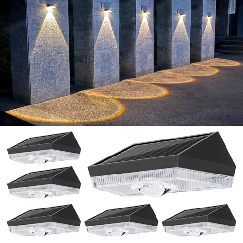 ELLASAY Solar Wandleuchte Außen Garten: 10 Farbmodi RGB LED Solar Gartenleuchten Aussen