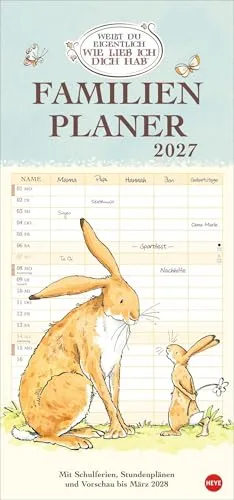 Produktbild Weißt du eigentlich, wie lieb ich dich hab? Familienplaner 2027: Familienkalender mit 5 Spalten. Liebevoll illustrierter Familien-Wandkalender mit Schulferien und Stundenplänen.