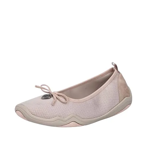 Rieker Damen 45250 Ballerina - Rosa, 38 EU - Damen-Ballerinas aus veganem Material mit auswechselbarer Einlegesohle für höchsten Tragekomfort und Leichtigkeit.