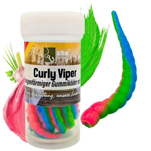 Zite Fishing Curly Viper Mystica Knoblauch 6,5 cm 8 Stück von Ultimate Trout Lures