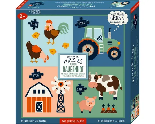 COPPENRATH DIE SPIEGELBURG Puzzle Kinder Puzzle Set Bauernhof 4 Motive 4–12 Teile ab 2 Jahren, Puzzleteile