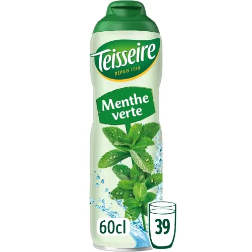 Teisseire Sirup Grüne Minze für Erfrischungsgetränke, Cocktails, Flasche 60 cl