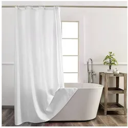 LikeKa Duschvorhang Weißer Duschvorhang Wannenvorhang Badvorhang aus Stoff mit Ringen Breite 160 cm 160 cm x 220 cm