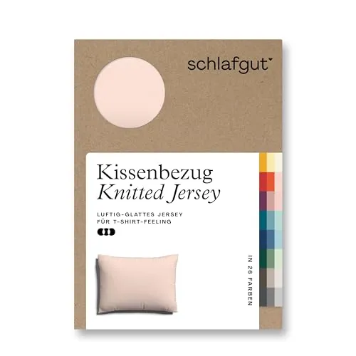 schlafgut Knitted Jersey Kissenbezug 60x80 cm Red Light Uni weicher Premium Kopfkissenbezug einzeln, faltenfrei mit Elasthan
