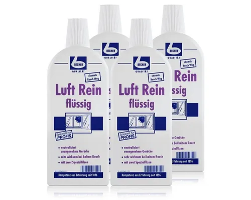 Dr. Becher Raumduft Dr. Becher Luft Rein 500ml - 4er Pack - Lufterfrischer zur Neutralisierung unangenehmer Gerüche, ideal gegen Tabakrauch und Essensgerüche. Enthält 2 Spezialfilze für eine einfache Anwendung und langanhaltende Frische.