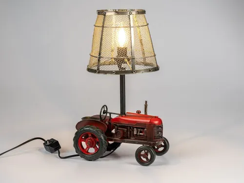 Dekorative Tischlampe roter Traktor Antikoptik 41cm von formano