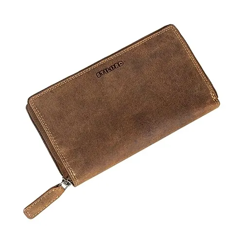 STILORD 'Faye' Damen Geldbörse aus Leder - Damen-Geldbörse mit vielen Kartenfächern, aus echtem Vintage Leder, ideal als stilvolles Geschenk und schützt Ihre Wertsachen dank doppelter Reißverschlusstechnik.