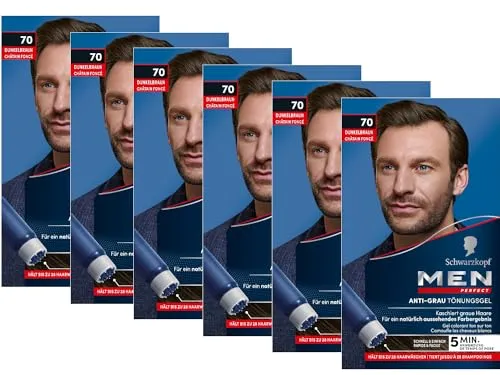 Schwarzkopf Men Perfect Anti-Grau Tönungs-Gel 70 Dunkelbraun - Färbemittel für Männer, kaschiert graue Haare in nur 5 Minuten und sorgt für ein natürlich aussehendes Ergebnis. Stärkt das Haar mit Meeresmineralien.