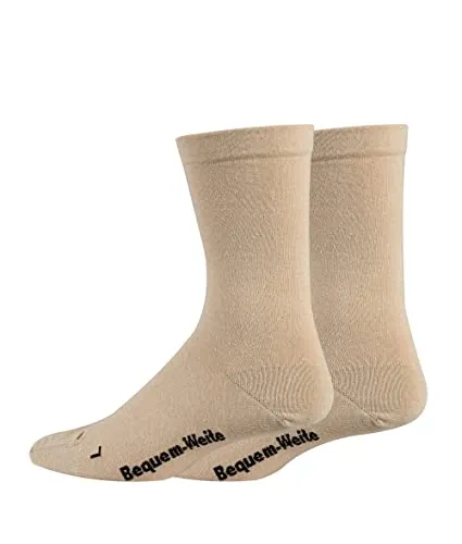TippTexx 24 2 Paar Gesundheitssocken in Trichterform, EXTRA WEIT-BREIT mit zusätzlicher ANTI-LOCH-GARANTIE (Beige, 35-38)