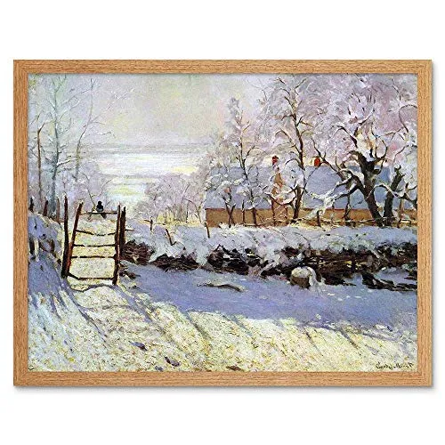 Wee Blue Coo Claude Monet Magpie Old Master Painting Art Print Framed Poster Wall Decor Kunstdruck Poster Wand-Dekor-12X16 Zoll