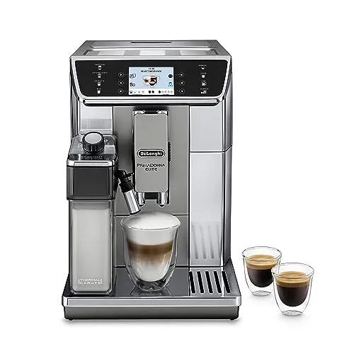 De'Longhi PrimaDonna Elite ECAM 656.55.MS Kaffeevollautomat - Kaffeevollautomat mit patentiertem LatteCrema Milchsystem für perfekten Milchschaum, 3,5 Zoll TFT Touchscreen und individuelle Anpassungsmöglichkeiten für jeden Kaffeegenuss.