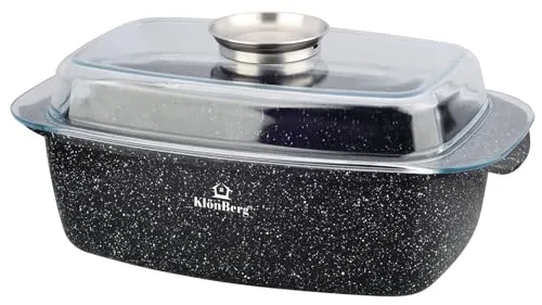 Klönberg 5,5L Antihaft-Backblech, BRATPFANNE, Schwanenhals, Induktion Gans Ente, mit Deckel KB 4030 SCHWARZ