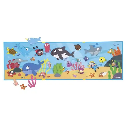 Janod - Magnéti'Stories Meeresfonds - Magnetisches Lernspiel mit 30 Magneten - Kinderspielzeug aus FSC-Karton - Fördert die Vorstellungskraft und die Feinmotorik - Ab 3 Jahre - J05448