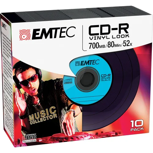 EMTEC CD-R 700 MB Vinyl-Look 10er Slimcase (ECOC801052SLVY)