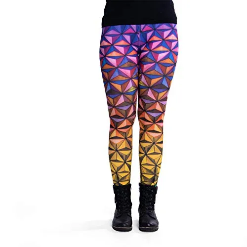 cosey - Bunte Bedruckte Motiv-Leggings (Einheitsgröße) - Design Metall Mosaik