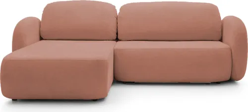DomoHome Ecksofa OLIO L-Form Mit Schlaffunktion 138x210cm Bettkasten und Lose Rückenkissen – Komfortable Schlafcouch für Wohnzimmer Freistehend Linke Seite 248x174x86cm PULVERPINKEL