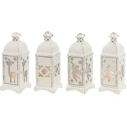 Laterne Dekoleuchte LED Rentier Engel Stern Tanne 4er Set