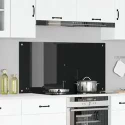 vidaXL Küchenrückwand Schwarz 120x60 cm aus Hartglas - Spritzschutz für Pfannen, schützt vor Feuchtigkeit und Hitze, modernes Design aus Sicherheitsglas für einfache Reinigung und Langlebigkeit.
