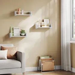 Woltu Wandregal, Weiß, 3 Fächer, 40x10x12 cm