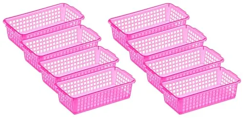 MiraHome Aufbewahrungskorb 20x10x5,5cm 0,7L 8er Set – Allzweckkorb aus robustem Plastik (BPA-frei) – Aufbewahrungsbox für Küche & Bad – Perfekter Korb für Aufbewahrung – Pink