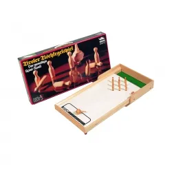 MESPI Tiroler Tischkegelspiel - mittel - Gesellschaftsspiel für die ganze Familie, ideal für gesellige Abende und fördert die Geschicklichkeit. Maße ca. 60 x 30 cm.