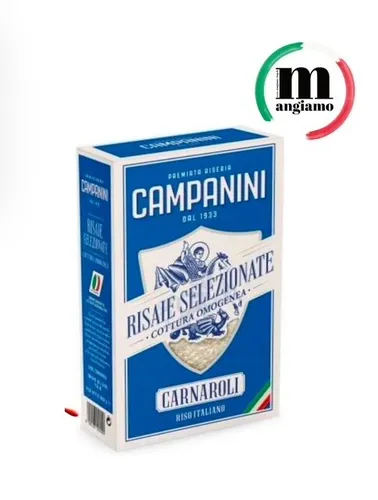 Riso Carnaroli Risotto Reis 500g von Riseria Campanini - Italienischer Risotto Reis, perfekt für cremige Risottos, mit ausgezeichnetem Biss und hohem Stärkegehalt für ein unvergleichliches Geschmackserlebnis.
