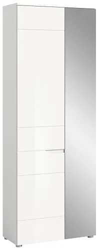 xonox.home Garderobe Solero Flurschrank - Dielenschrank in Weiß Hochglanz mit Spiegeltür und flexiblen Einlegeböden für optimalen Stauraum. Ideal für Flure und Eingangsbereiche, zeitloses Design und pflegeleicht.