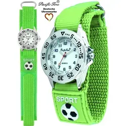 Pacific Time Armbanduhr Jungen Kinderuhr Fußball Klettverschluss wasserdicht