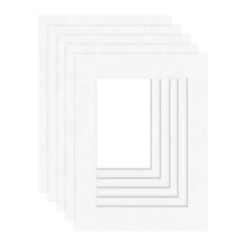 DEHA Design Passepartout (5er Set) Karton 18x24 cm für Bilder im Format 13x18 cm, Hellweiß