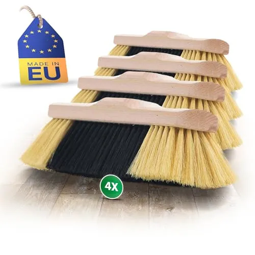 Novaliv 4X Zimmerbesen mit feinen Kunstborsten - Schaufel- & Besensets: Langlebiger Zimmerbesen mit robusten PP-Borsten, ideal für Laminat und Parkett. Pflegeleicht und vielseitig einsetzbar, perfekt für glatte oder raue Oberflächen.