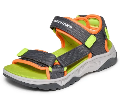 Skechers TREAD SEEKER Sandale mit Klettverschluss in grau-orange, Größe 30 EU - Sportliche Sommerschuh-Sandale mit atmungsaktivem Obermaterial, gepolsterter Innensohle und praktischem Klettverschluss für optimalen Tragekomfort.