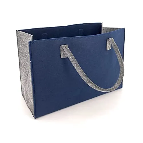 heimtexland Allzweck Filztasche Einkaufstasche Shopper Filz Tragetasche Einkaufskorb Aufbewahrung XL Tasche mit Henkel 30x45 robust langlebig Geschenkidee Typ717 Blau-Grau 30x45 cm
