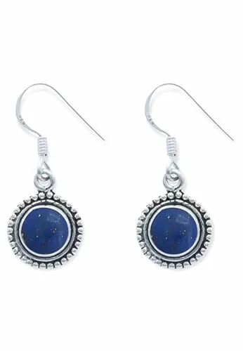 Ohrringe 925 Silber Lapis Lazuli blauer Stein Edelstein Ohrhänger echt Silber Damen Sterling Silber Hänger Geschenk (MOH-090-06)