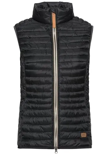 camel active Damen Steppweste aus recyceltem Polyamid - Schwarz - Funktionsjacke aus recyceltem Polyamid, wasserabweisend und winddicht, ideal für aktive Frauen, mit Doppelreißverschluss und praktischen Seitentaschen.