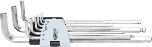 KS Tools Edelstahl Innensechskant-Winkelstiftschlüssel-Satz XL, 9-teilig - 964.0520 - Winkelstiftschlüssel, 9-teilig aus hochwertigem Edelstahl für maximale Langlebigkeit und optimale Kraftübertragung in engen Bauformen.