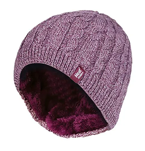 HEAT HOLDERS - Damen Outdoor Winter Warm Beanie Strickmütze mit Innen Fleece (One Size, Rose (Alesund))