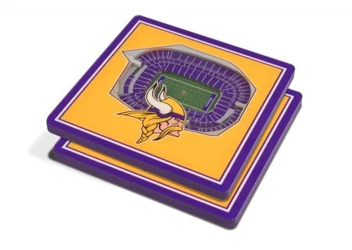 YouTheFan NFL Minnesota Vikings 3D StadiumView Untersetzer - Sportfan Untersetzer mit einzigartigem 3D-Stadion-Design, handgefertigt aus vier Schichten Acryl und rutschfester Unterseite – perfekt für jeden Vikings-Fan!