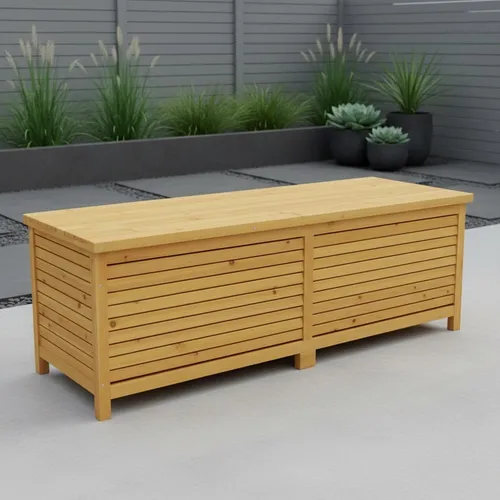 Auflagenbox 140CM Kissenbox Holz Gartenbox Auflagen Truhe Gartenbox
