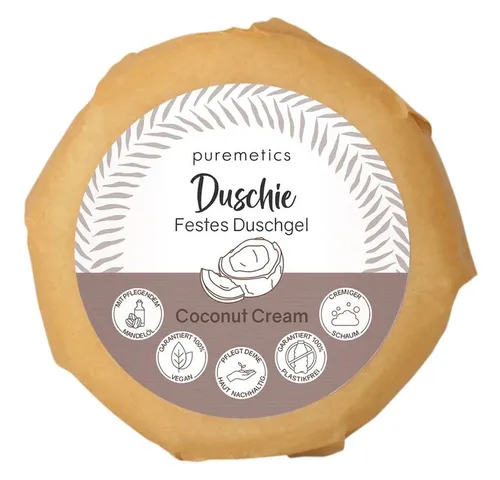 puremetics Haarseife Duschie Festes Duschgel - Coconut Cream 60g
