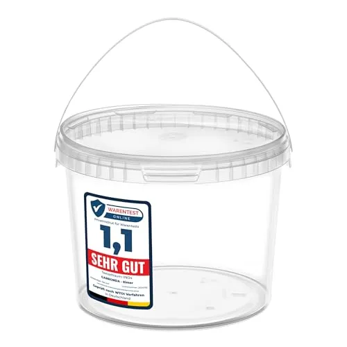 Garronda Eimer mit Deckel 3 L für die Lagerung von Lebensmittel- und Chemischen Produkten 1 Stück Transparent GD-0072