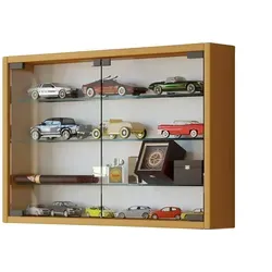 Hängevitrine Mandosa, Holzfarben 60x40 cm - Vitrine mit 4 Fächern für praktischen Stauraum, pflegeleichte Oberfläche und modernes Design – ideal für jeden Wohnraum.