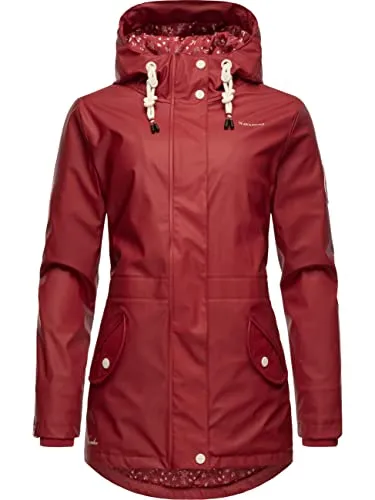 Navahoo Damen Übergangsjacke - Wasserdichter, gefütterter Regenmantel mit Kapuze - Funktionsjacke für Damen, ideal für nass-kaltes Wetter. Mit kuscheligem Teddyfell-Innenfutter und verstellbarem Kordelzug für perfekten Sitz.