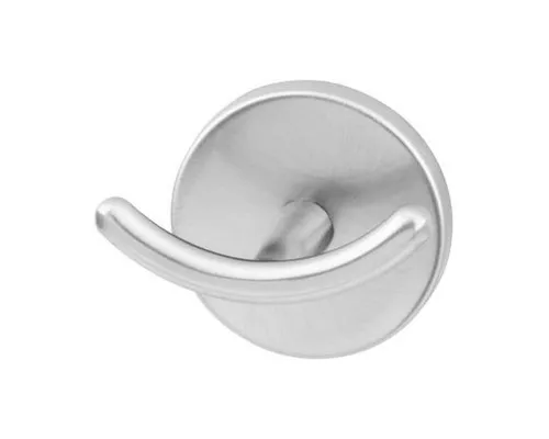 Handtuchhaken 2-fach Doppelhaken Edelstahl matt für Bad / Küche Rosette rund