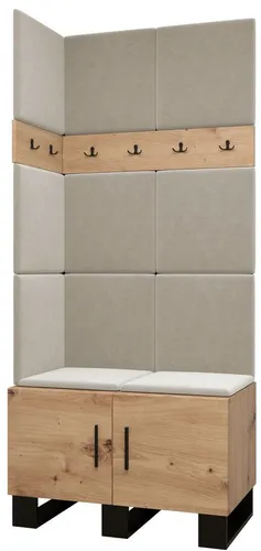 ABIKS MÖBEL Garderoben-Set ARTIN Set 11 Garderobe mit gepolsterten Paneelen, Industriell Design