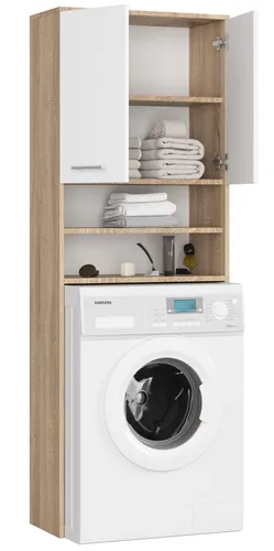 Raumhirsch Waschmaschinenumbauschrank Sonoma Eiche, Weiß