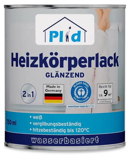 plid Heizkörperlack LF - Schnelltrocknender Thermolack für Heizkörper - Heizkörperlack LF von prinzcolor® ist schnelltrocknend und bis 120 Grad temperaturbeständig. Ideal für Warmwasserheizkörper, bietet er hervorragende Deckkraft und ist vergilbungsbeständig.
