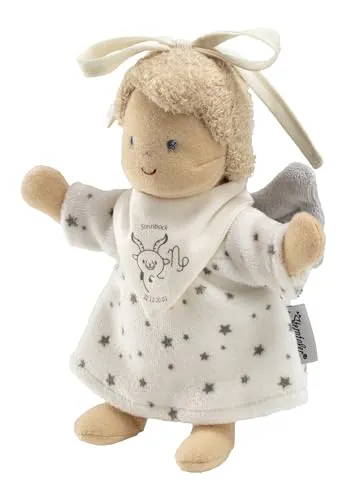 Sterntaler Spielpuppe zum Aufhängen, Schutzengel mit Halstuch, Motivdruck Sternzeichen Steinbock, Geschenk Idee für Jungen und Mädchen